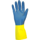 Safety Zone Blue Neoprene Over Yellow Flock Lined Latex Gloves