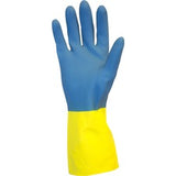 Safety Zone Blue Neoprene Over Yellow Flock Lined Latex Gloves