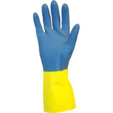 Safety Zone Blue Neoprene Over Yellow Flock Lined Latex Gloves