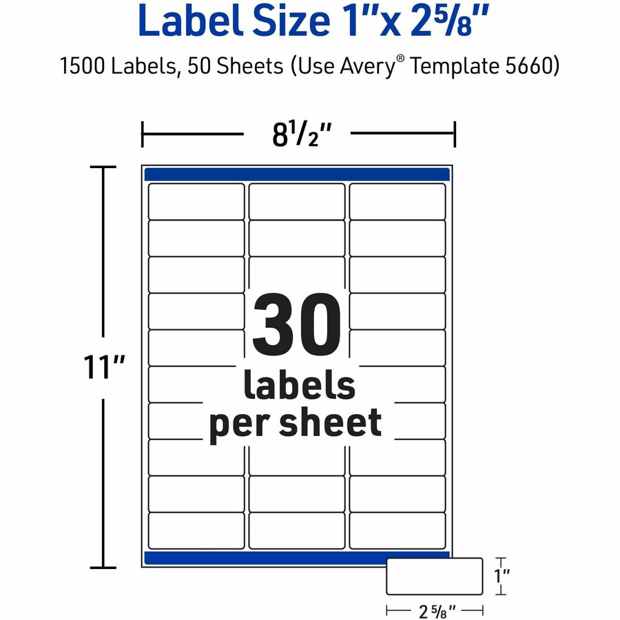 Avery Address Labels, 1" x 2-5/8" , Matte Clear, 1,500ct (5660)