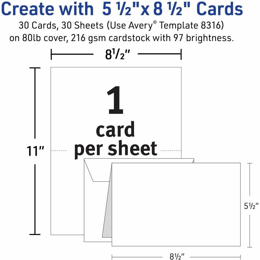 Avery® Half-Fold Greeting Cards & Envelopes, Matte White (8316)