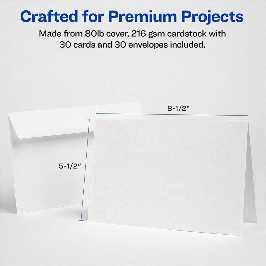 Avery® Half-Fold Greeting Cards & Envelopes, Matte White (8316)