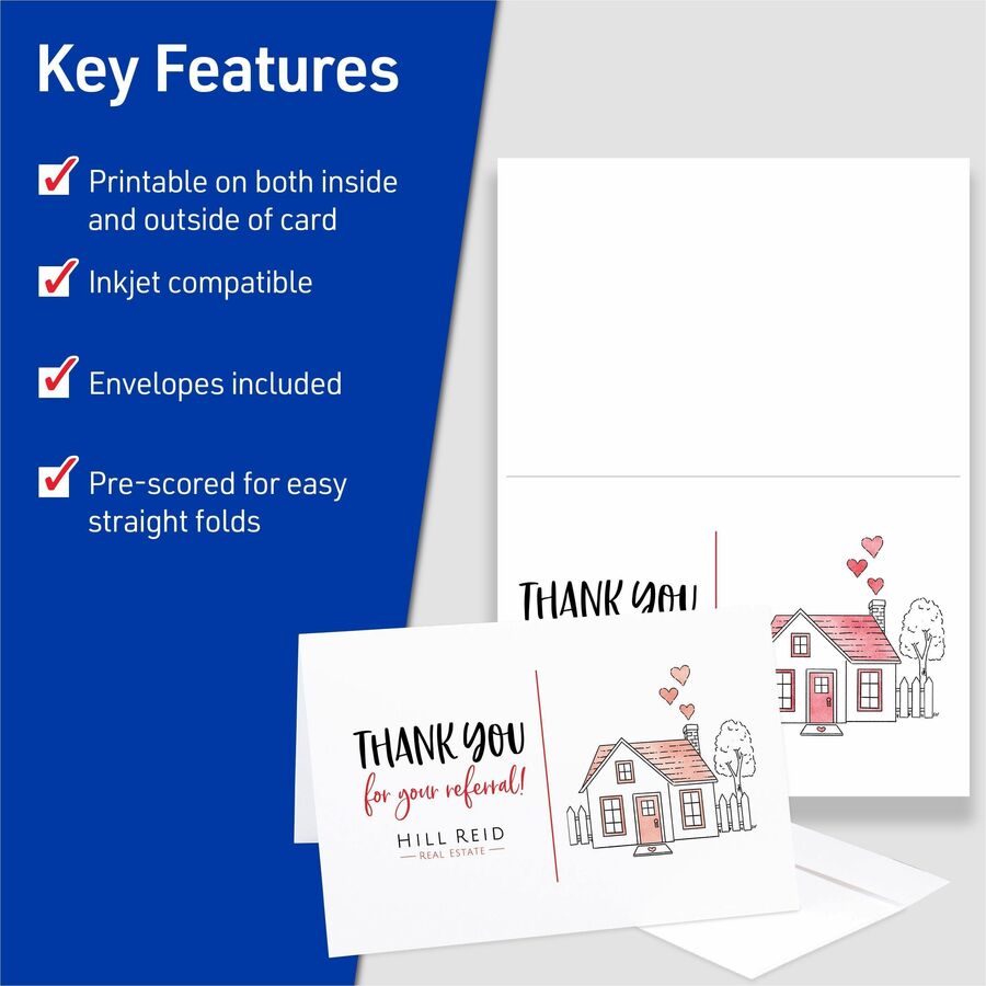Avery® Half-Fold Greeting Cards & Envelopes, Matte White (8316)