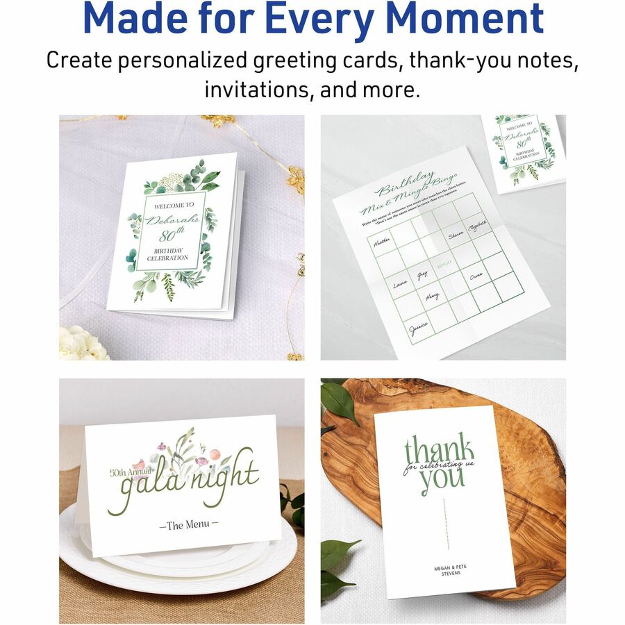 Avery® Half-Fold Greeting Cards & Envelopes, Matte White (8316)