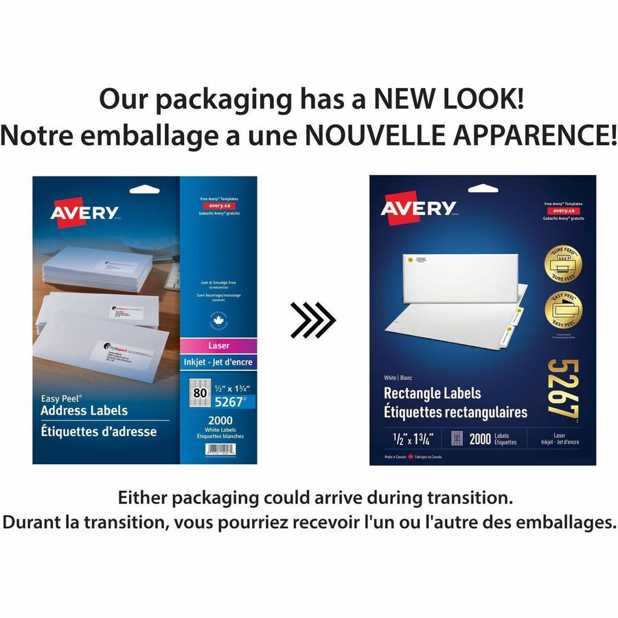 Avery® White Rectangle Labels with Sure Feed Technology