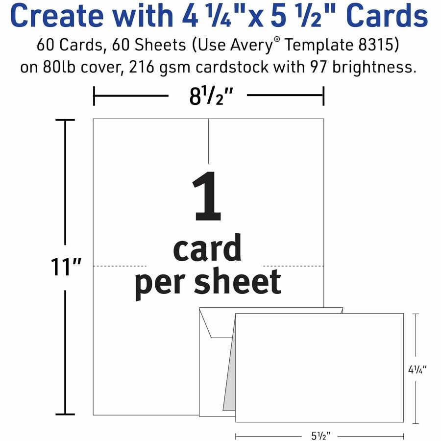 Avery® Note Cards & Envelopes, 4.25" x 5.5" , Matte, 60ct (8315)
