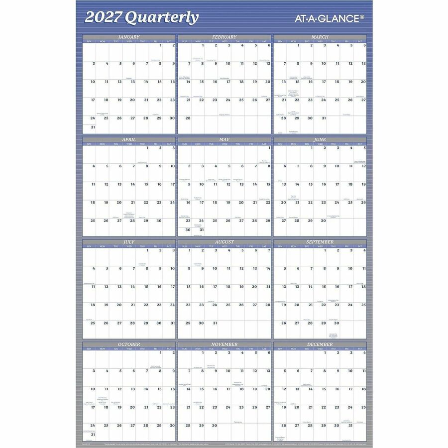 At-A-Glance Vertical Horizontal Reversible Erasable Wall Calendar
