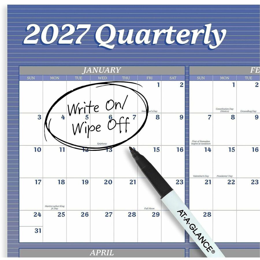 At-A-Glance Vertical Horizontal Reversible Erasable Wall Calendar