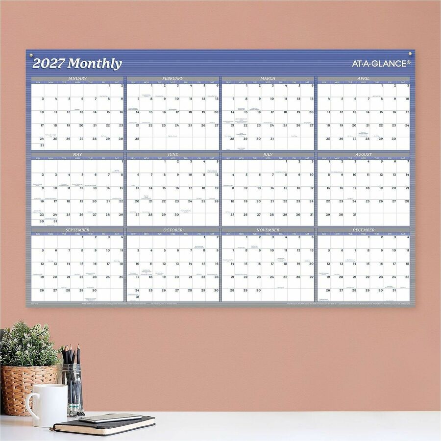 At-A-Glance Vertical Horizontal Reversible Erasable Wall Calendar
