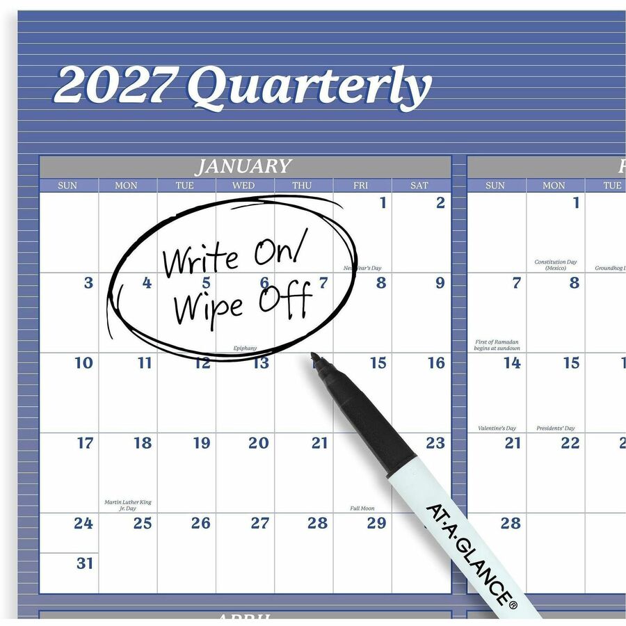 At-A-Glance Vertical Horizontal Reversible Erasable Wall Calendar