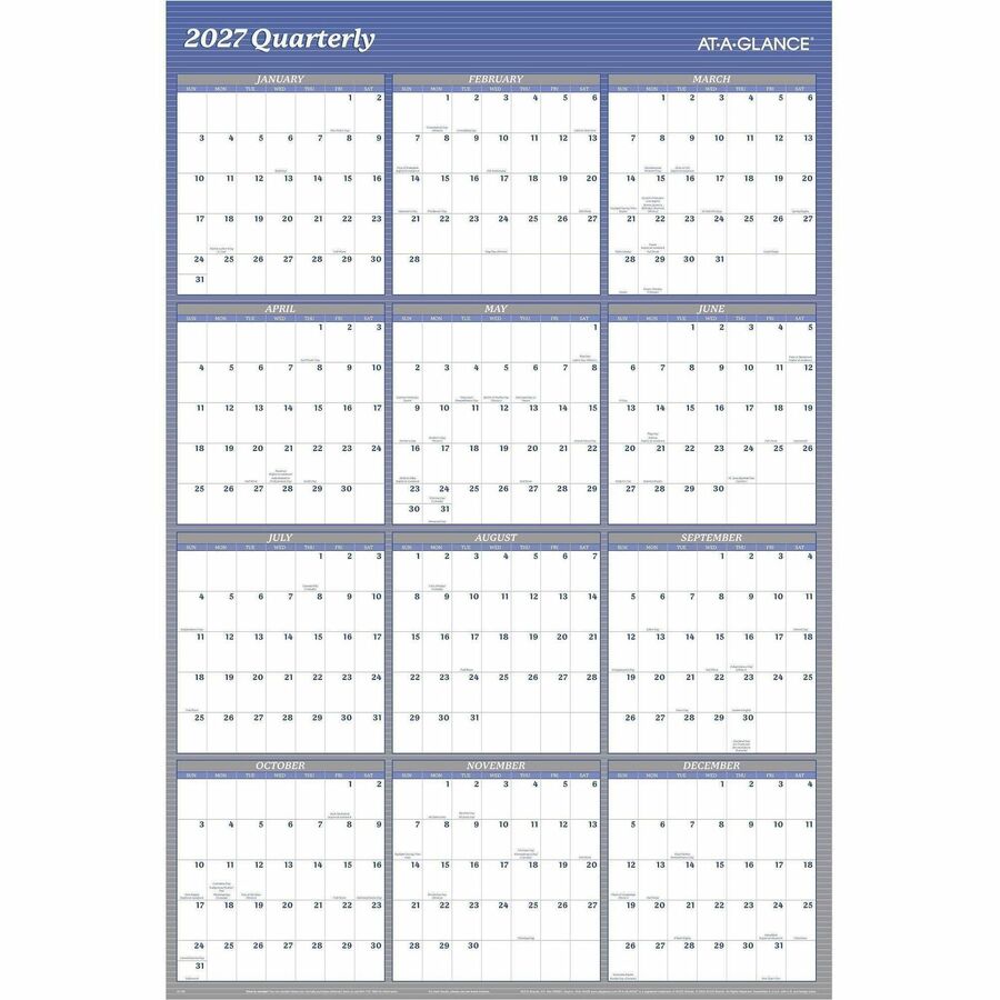 At-A-Glance Vertical Horizontal Reversible Erasable Wall Calendar