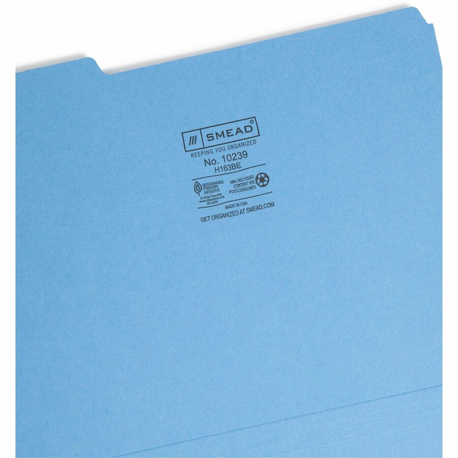 Smead 1/3 Tab Cut Letter Recycled Interior File Folder