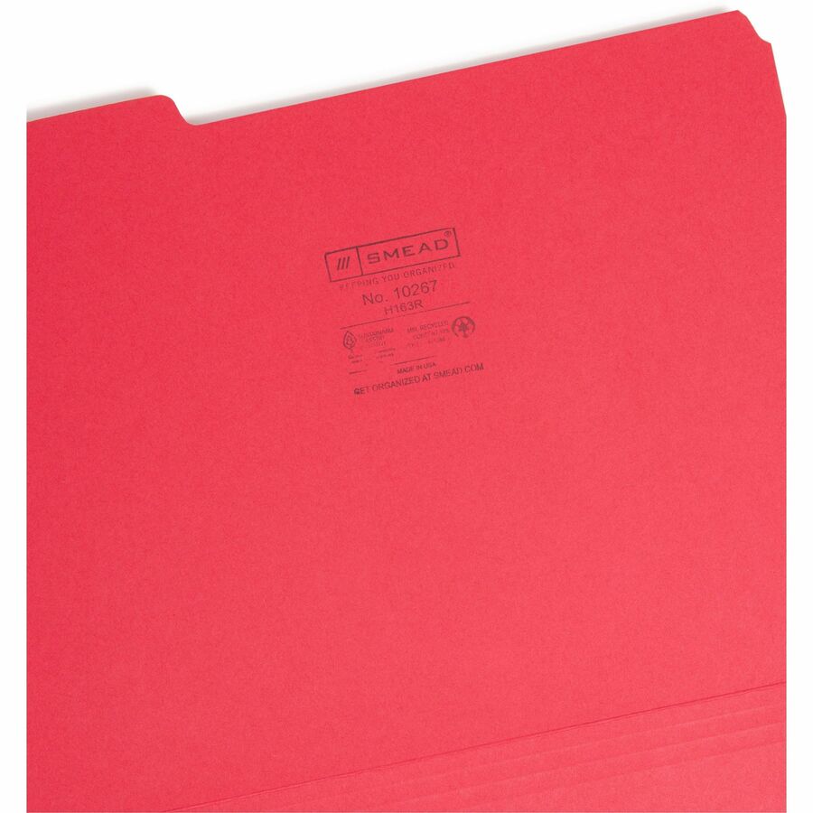 Smead 1/3 Tab Cut Letter Recycled Interior File Folder