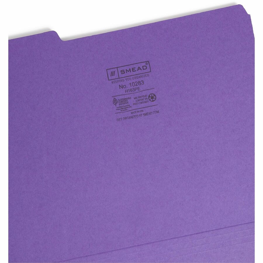 Smead 1/3 Tab Cut Letter Recycled Interior File Folder