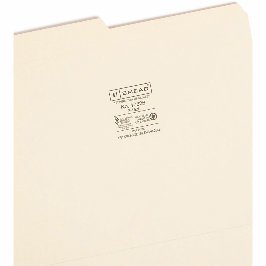 Smead 1/2 Tab Cut Letter Recycled Top Tab File Folder