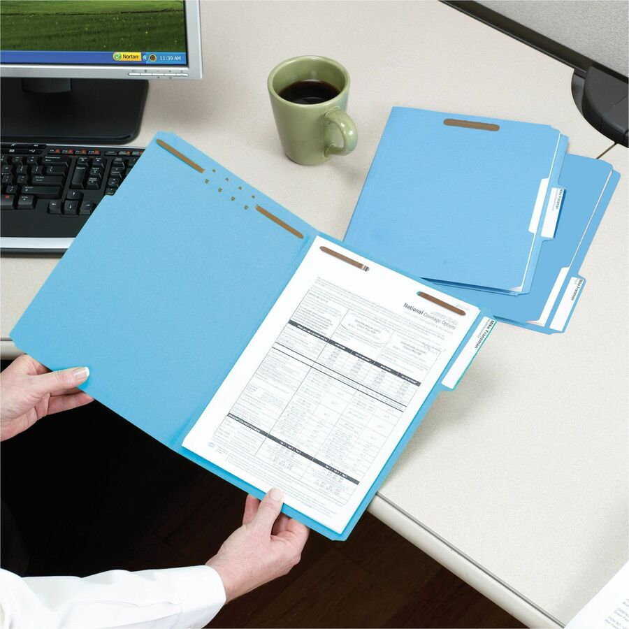 Smead Colored 1/3 Tab Cut Letter Recycled Fastener Folder