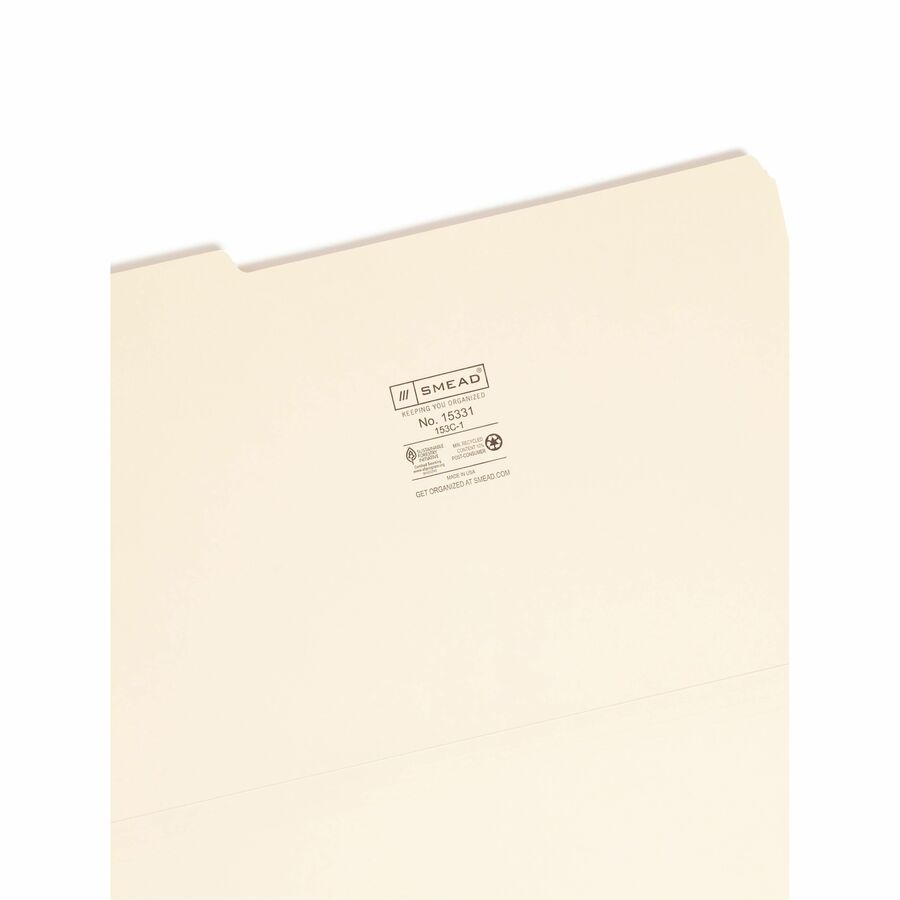 Smead 1/3 Tab Cut Legal Recycled Top Tab File Folder