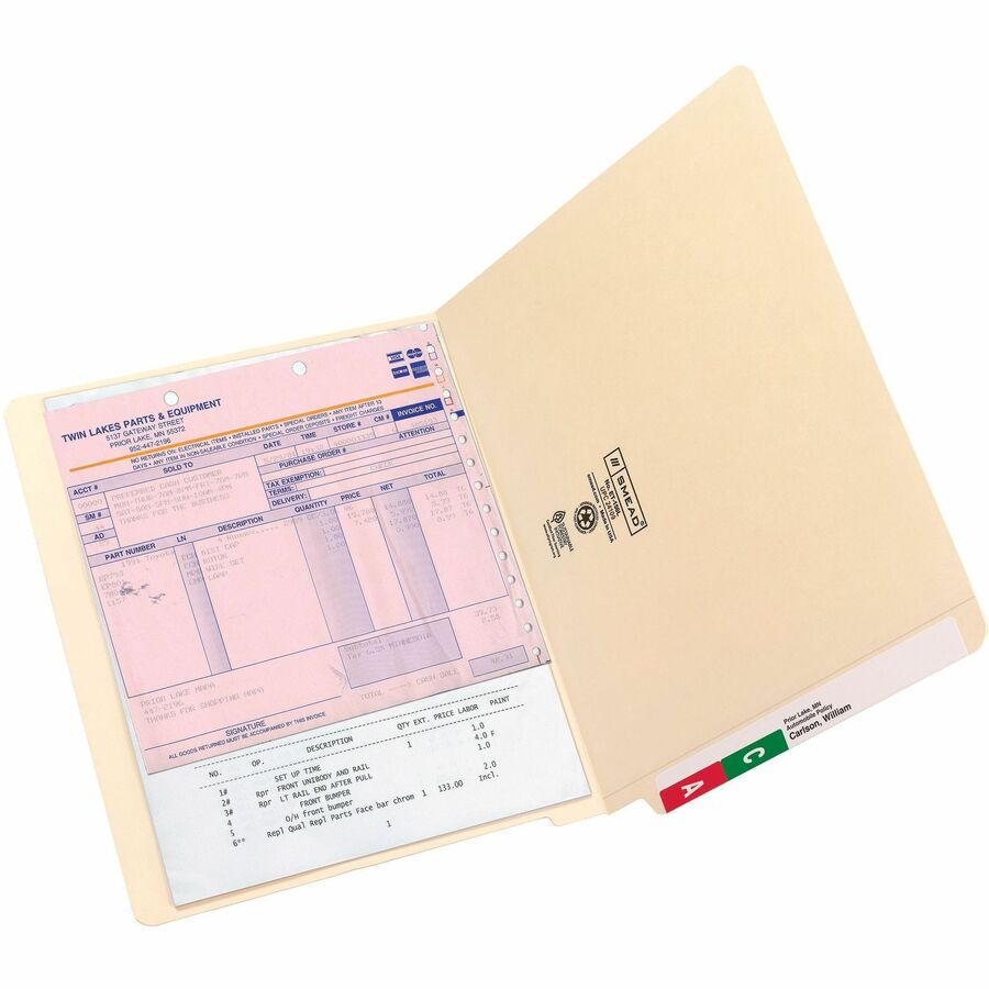 Smead Straight Tab Cut Letter Recycled End Tab File Folder