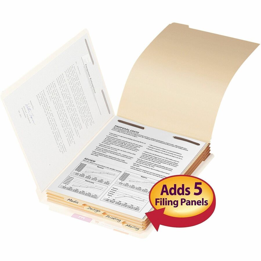 Smead 1/5 Tab Cut Letter Folder Divider with Fastener