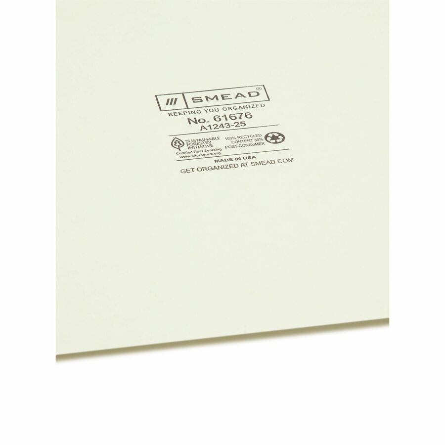 Smead 100% Recycled Filing Guides with Vertical Extra-Wide Blank Tab
