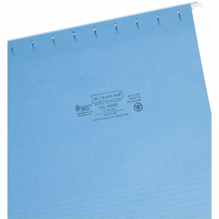 Smead Colored 1/5 Tab Cut Letter Recycled Hanging Folder