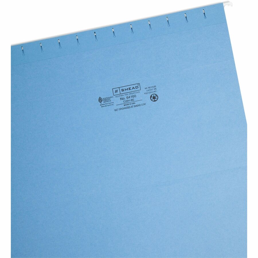 Smead Colored 1/5 Tab Cut Legal Recycled Hanging Folder