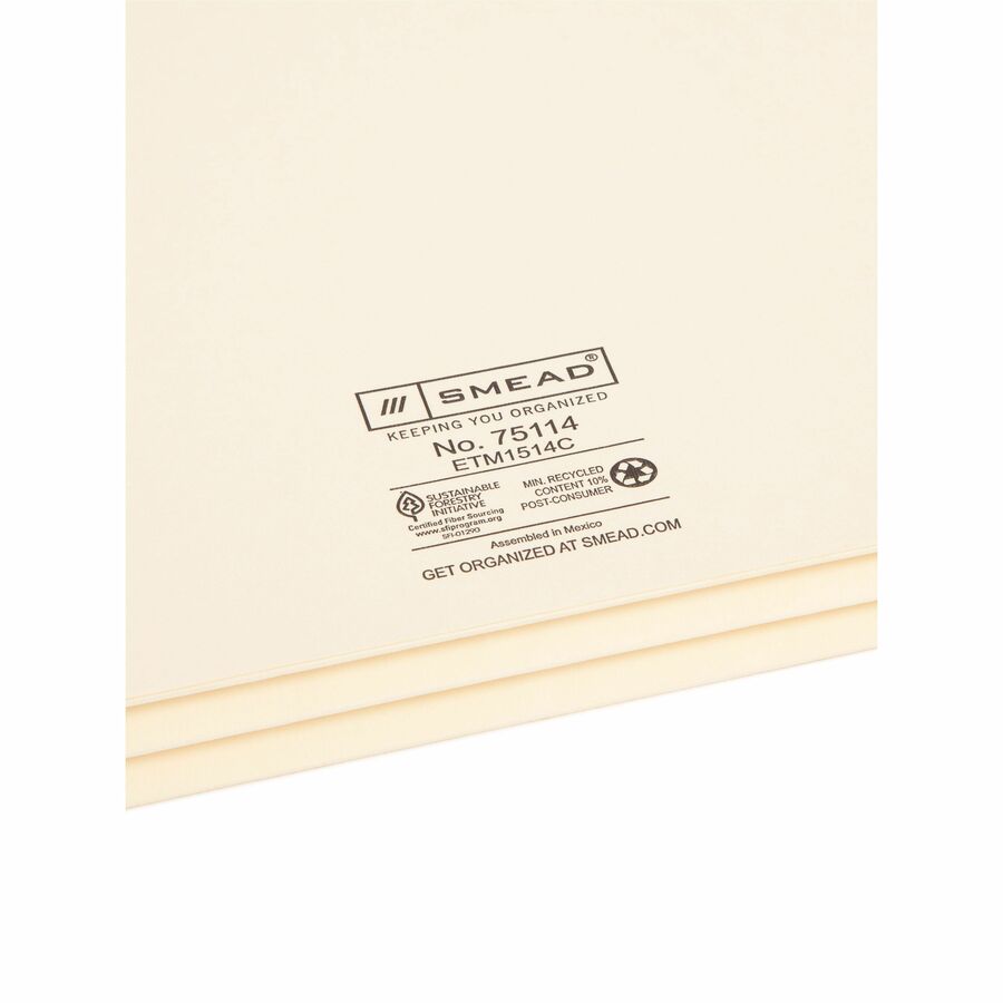 Smead Straight Tab Cut Letter Recycled File Pocket