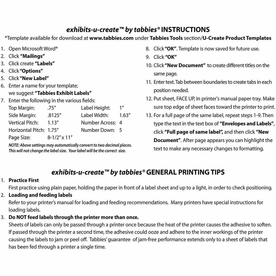 Tabbies Legal Exhibits-U-Create 1" Labels