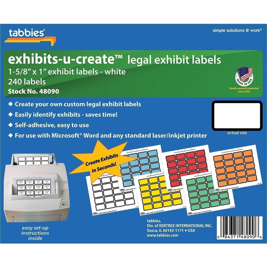 Tabbies Legal Exhibits-U-Create 1" Labels