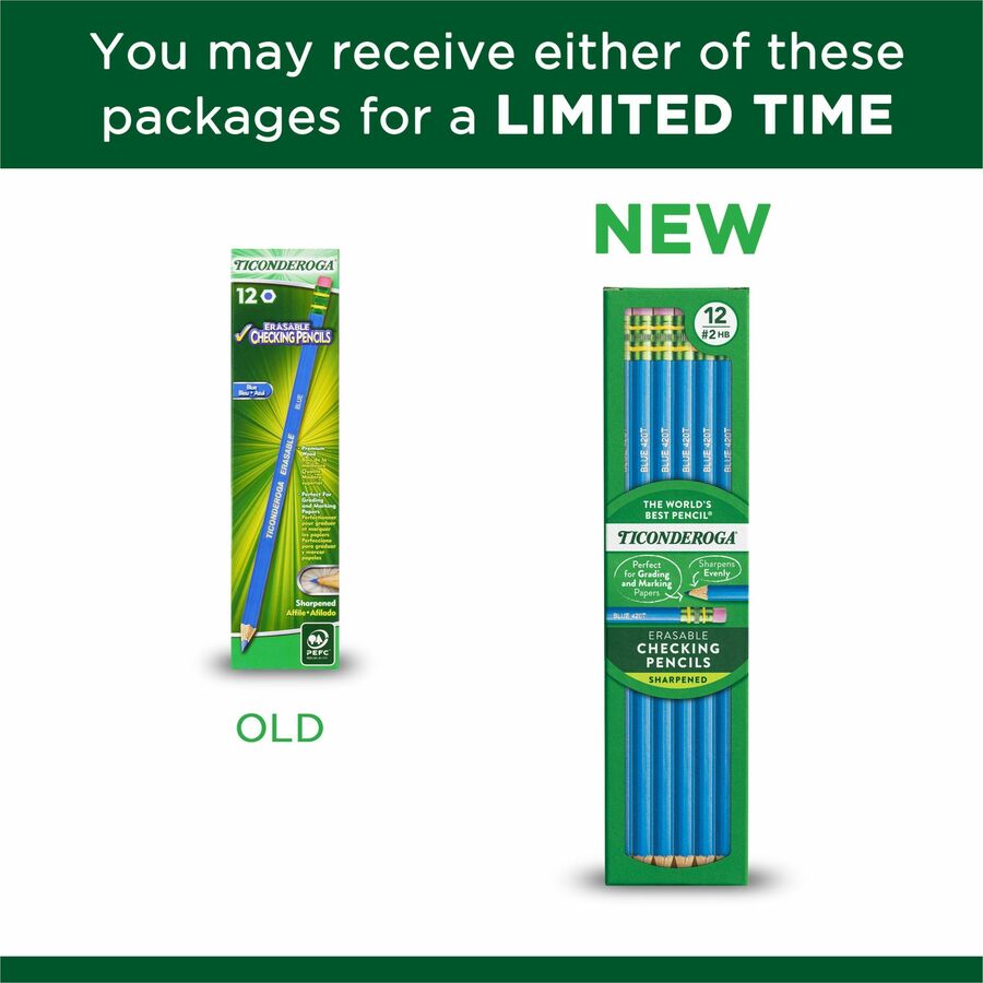 Ticonderoga Pre-Sharpened Erasable Checking Pencils