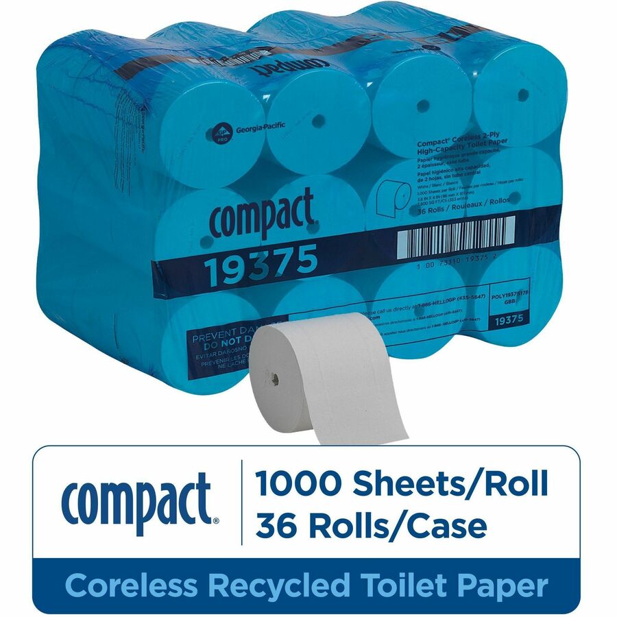 Compact Coreless Recycled Toilet Paper