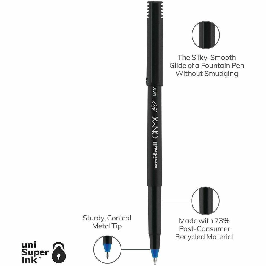 uniball™ Onyx Rollerball Pens, Micro Point (0.5mm), Blue