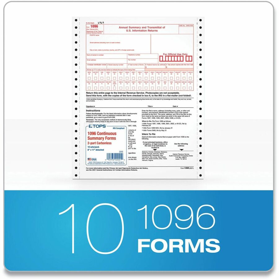 TOPS 1096 Tax Form
