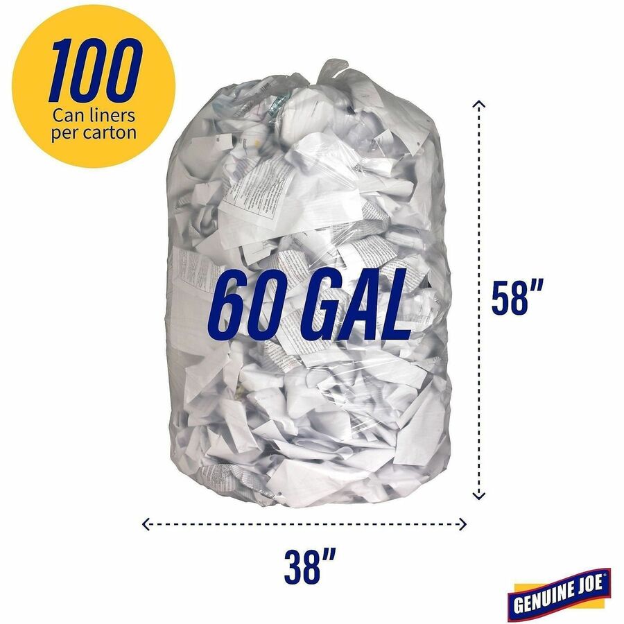 Genuine Joe Clear Trash Can Liners