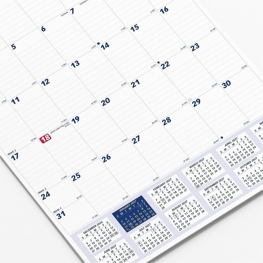 Brownline Ruled Block Monthly Wall Calendar