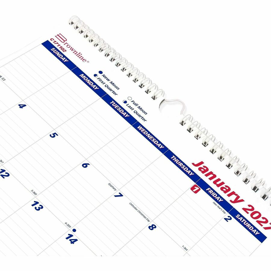 Brownline Ruled Block Monthly Wall Calendar