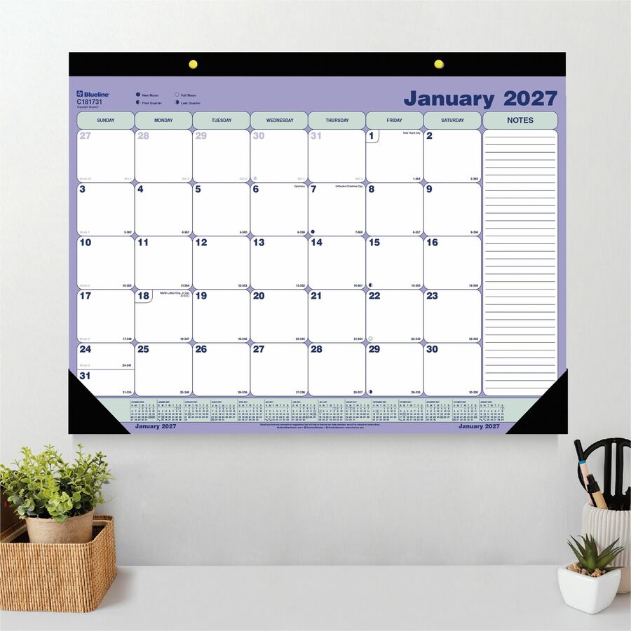 Blueline 12-Month Monthly Desk Pad/Calendar