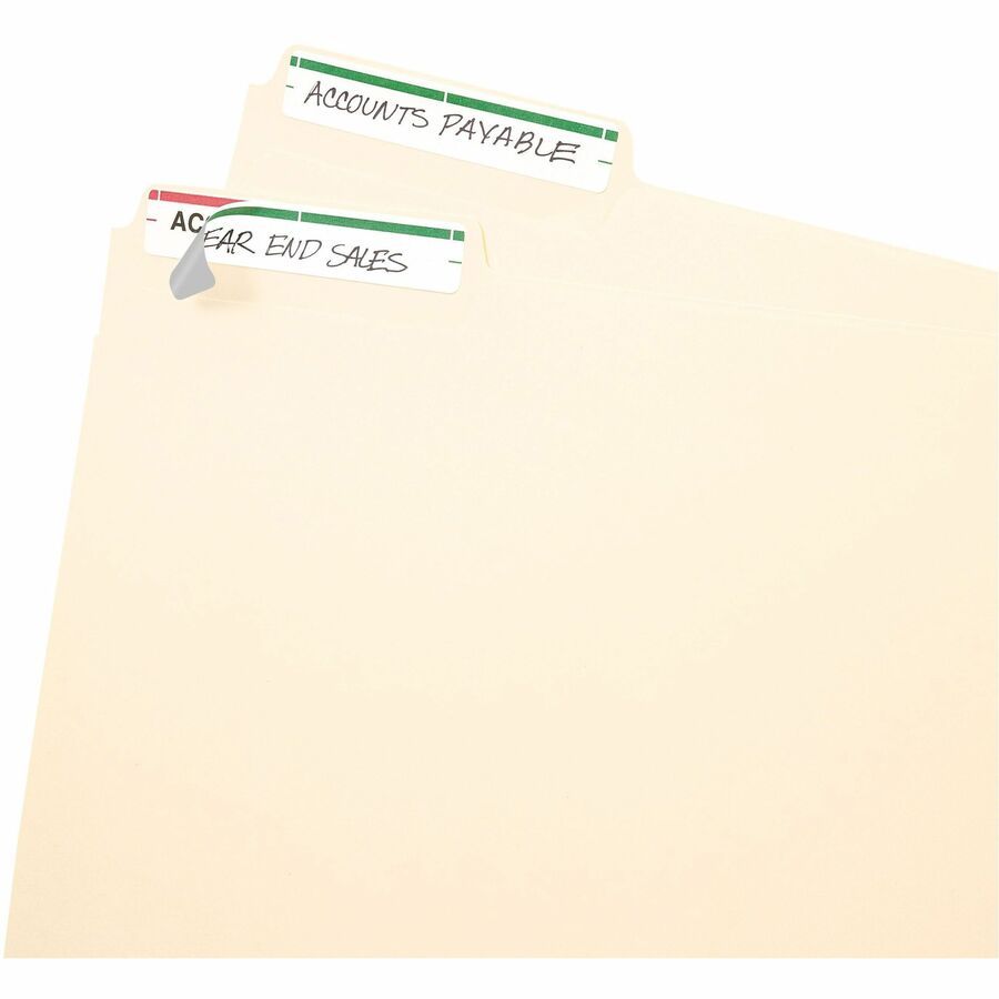 Avery® File Folder Labels, White/Green, 2/3" x 3-7/16" , 252 (5203)