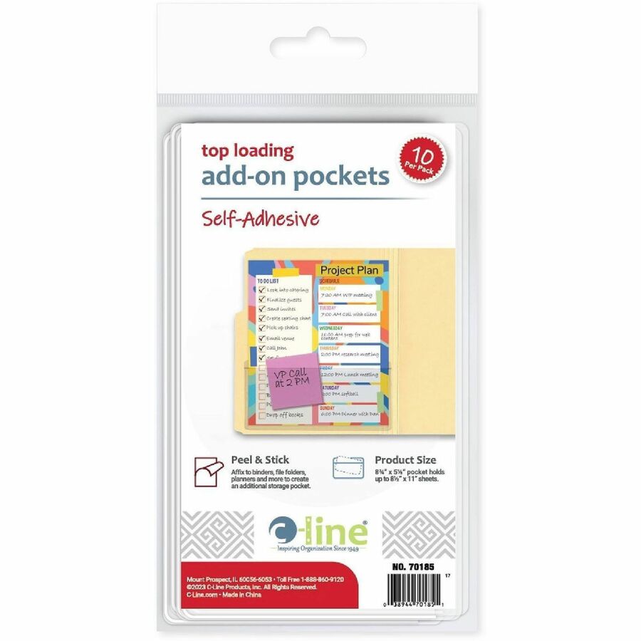 C-Line Peel & Stick Add-On Filing Pockets