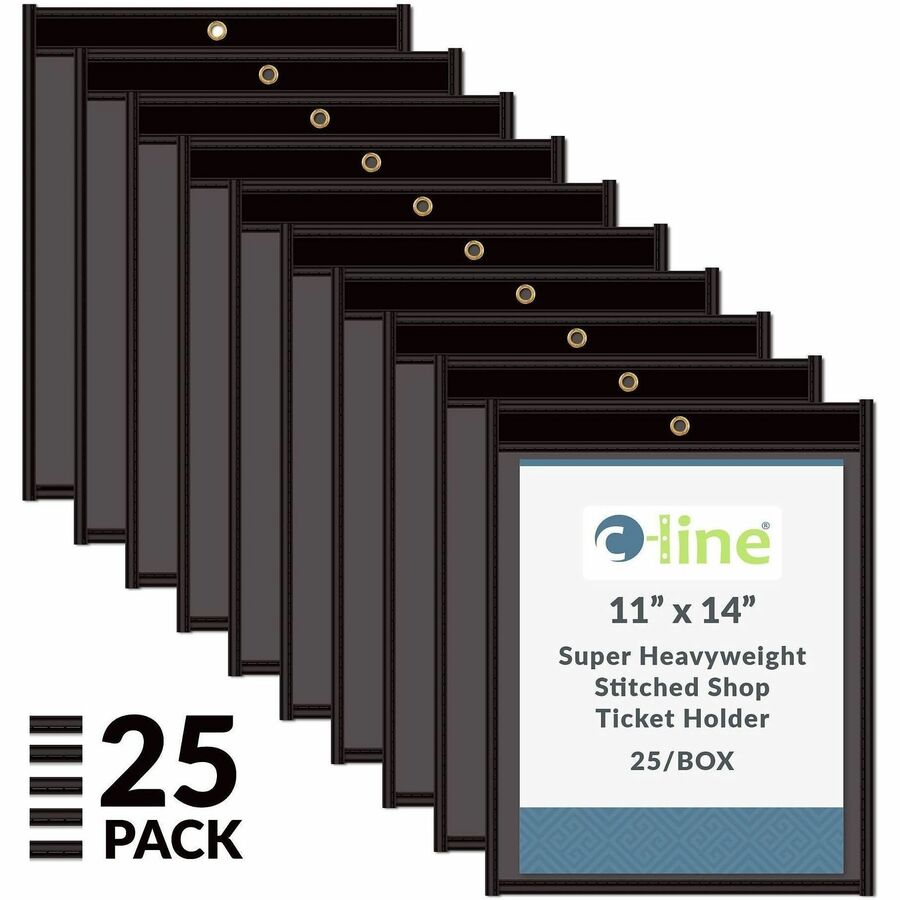 C-Line Shop Ticket Holders - Stitched - One Side Clear - 11" x 14"