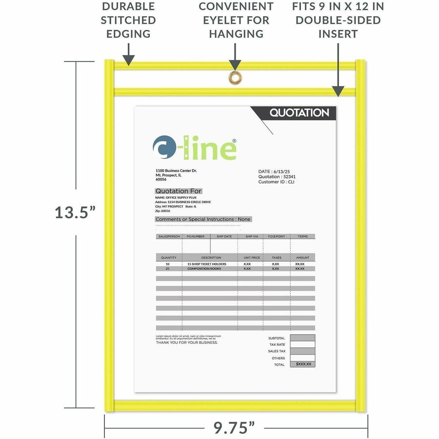 C-Line Neon Colored Stitched Shop Ticket Holders
