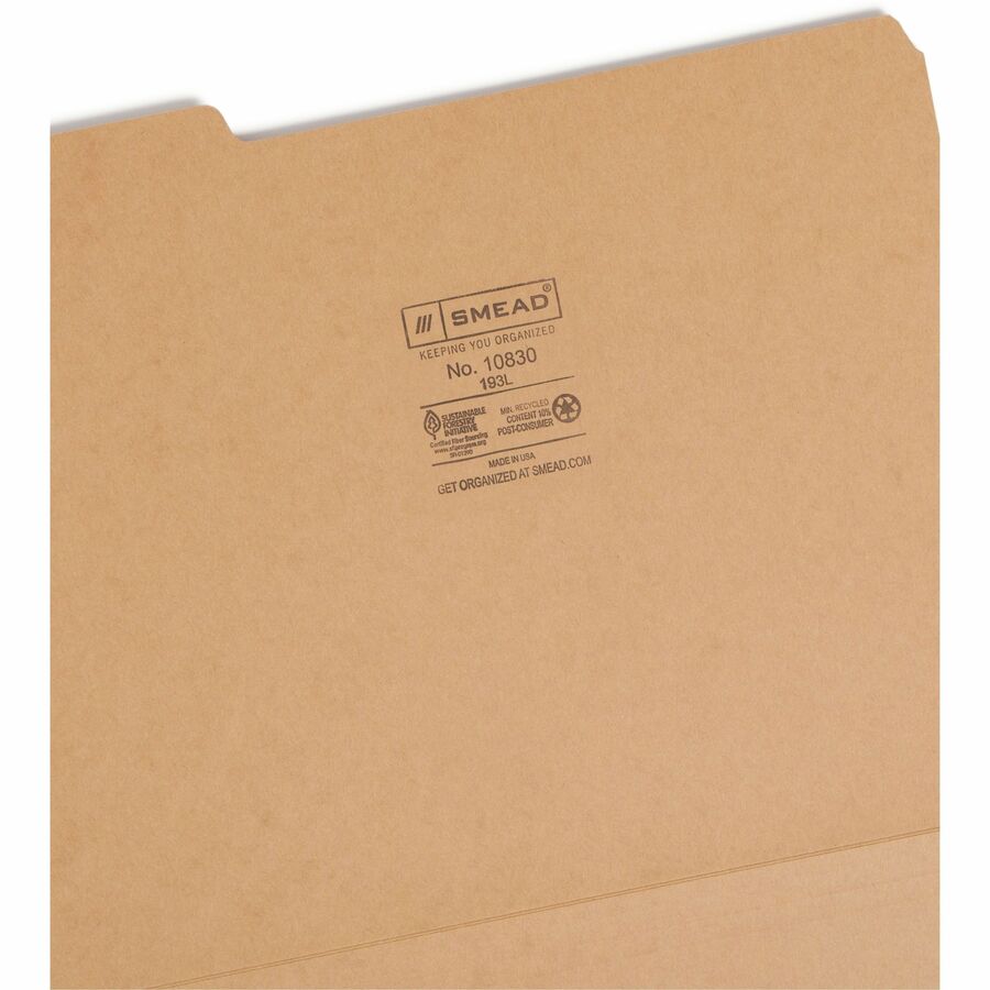 Smead 1/3 Tab Cut Letter Recycled Top Tab File Folder