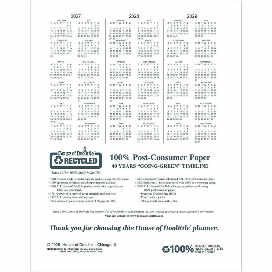House of Doolittle 14-month Classic Wirebound Monthly Planner