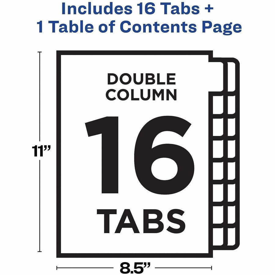 Avery Double Column Dividers, 16 Tabs, Ready Index (11320)
