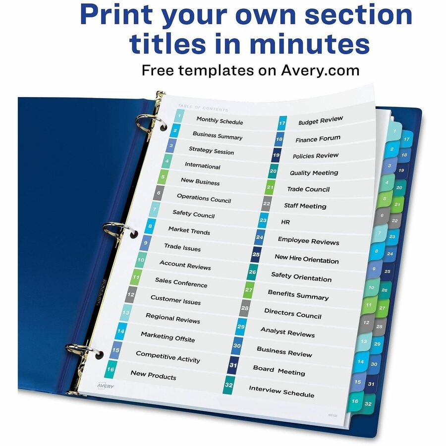 Avery Double Column Dividers, 32 Tabs, Ready Index (11322)