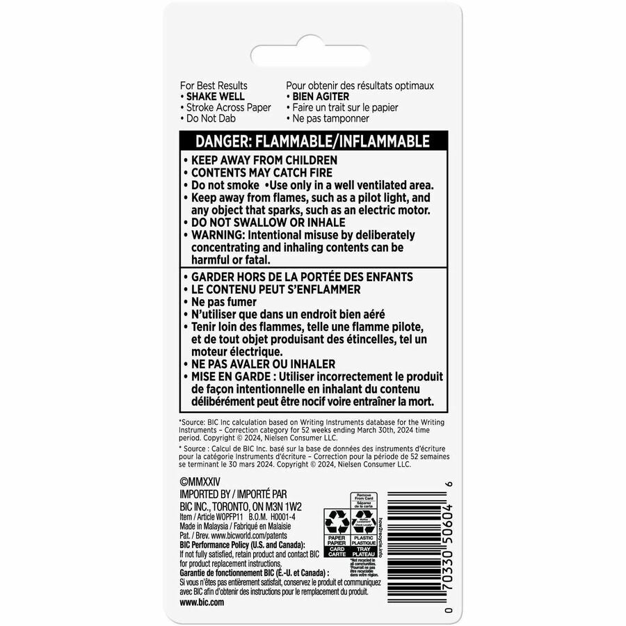 BIC Quick Dry Correction Fluid, White