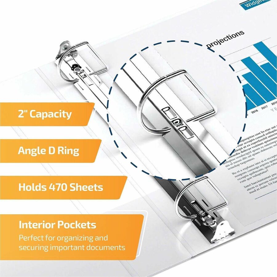 QuickFit Heavy-Duty Landscape 3-Ring Binder, D-Ring, View Binder, 2 Inch, White