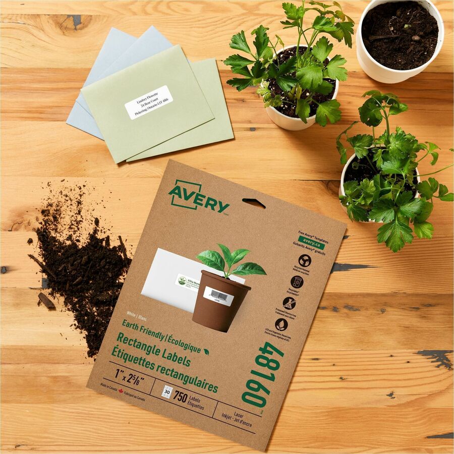 Avery Earth-Friendly White Rectangle Labels