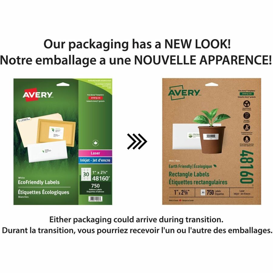 Avery Earth-Friendly White Rectangle Labels