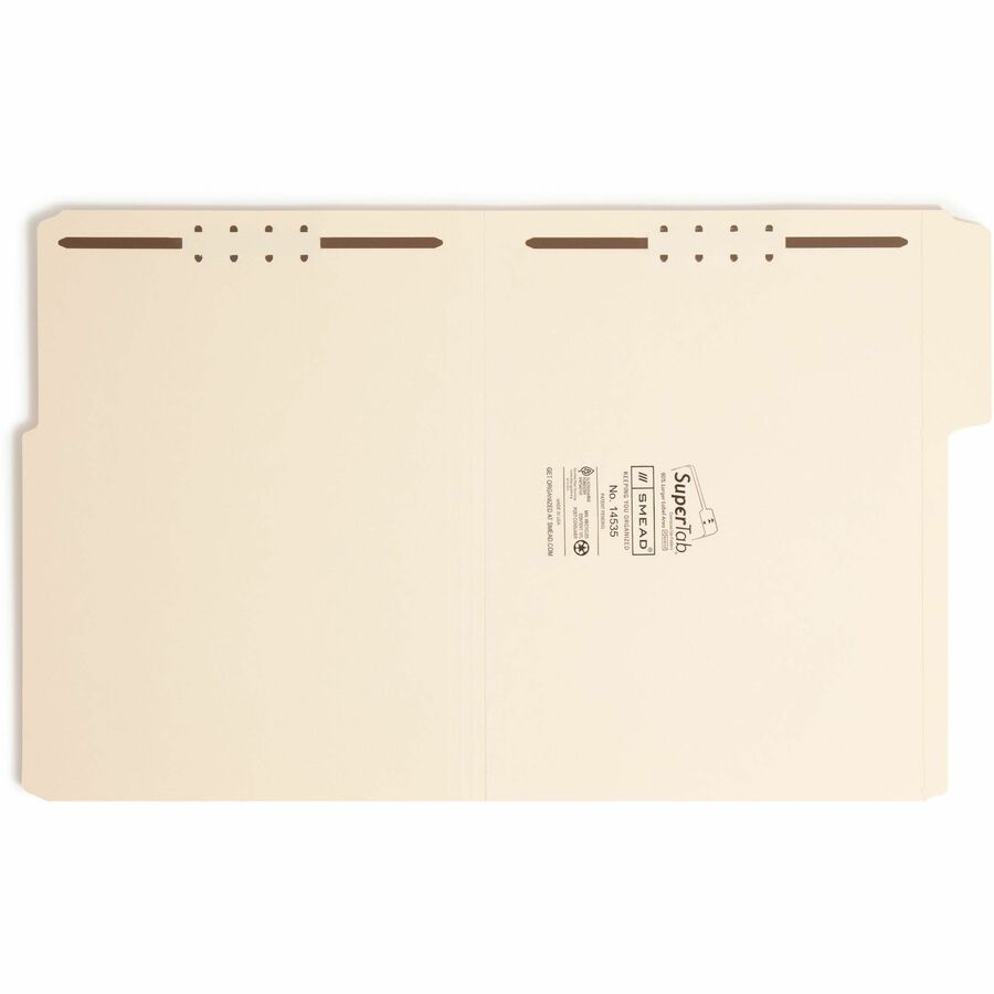 Smead SuperTab 1/3 Tab Cut Letter Recycled Fastener Folder